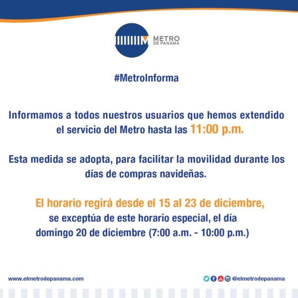 Metro De Panam Extiende Horario De Labores En El Mes De Diciembre