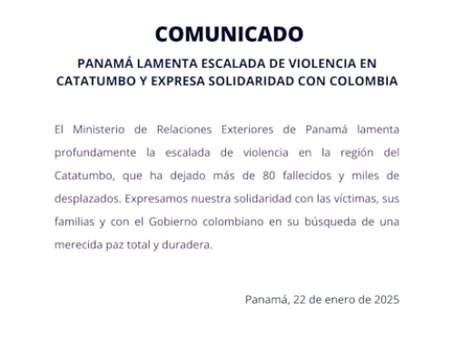 Comunicado Panamá lamenta violencia en el Catatumbo