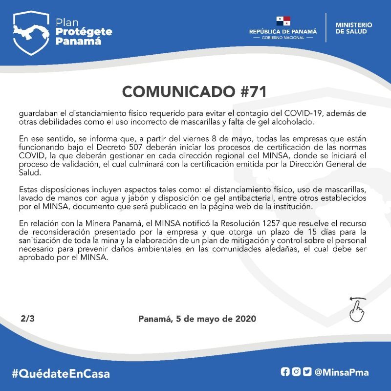 Comunicado 71 Minsa Anuncia Reapertura De Ferreterias Nacional