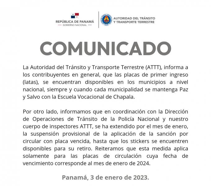 ATTT COMUNICADO PLACAS 2024