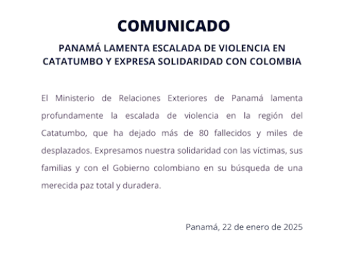 Comunicado: Panamá lamenta violencia en el Catatumbo