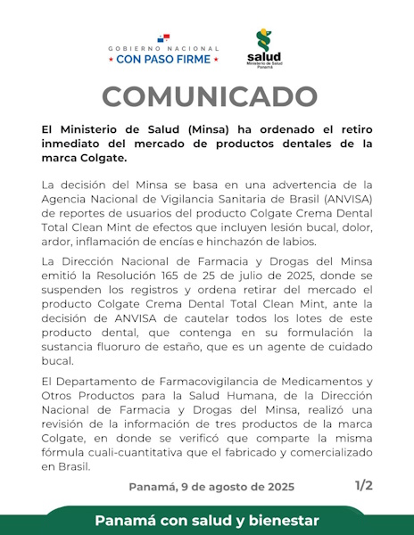 COMUNICADO MINSA COLGATE 1