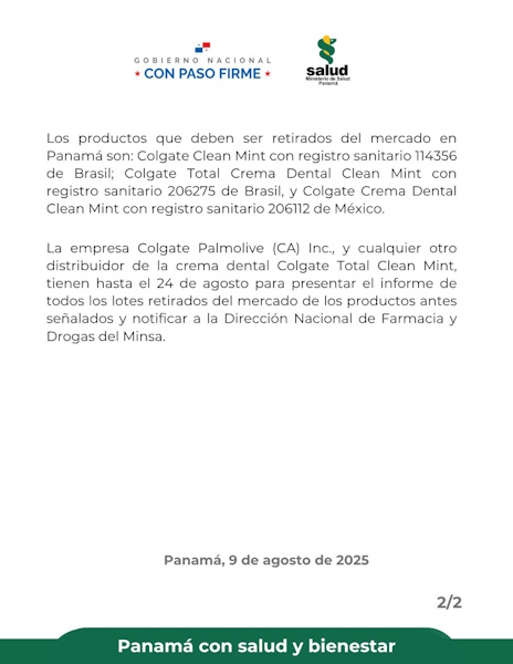 COMUNICADO MINSA COLGATE 2