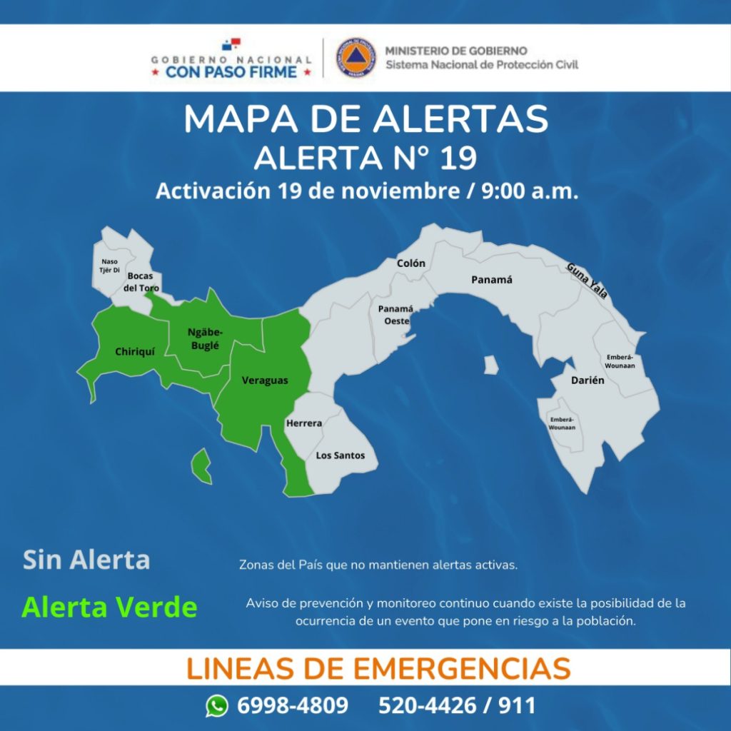 El Sistema Nacional de Protección Civil (Sinaproc) alerta sobre mejoras en las condiciones climáticas en Panamá