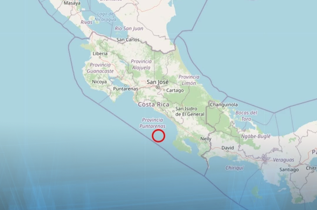El Instituto de Geociencias reporta un sismo de magnitud 5.3, ubicado frente a la costa de Costa Rica, a 131 kilómetros al oeste de Río Sereno y con una profundidad de 5 kilómetros.