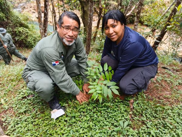 Guardaparques colaboran en la siembra.